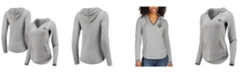 Antigua Women's Heathered Gray New Orleans Saints Warm-Up Tri-Blend Hoodie Long Sleeve V-Neck T-shirt